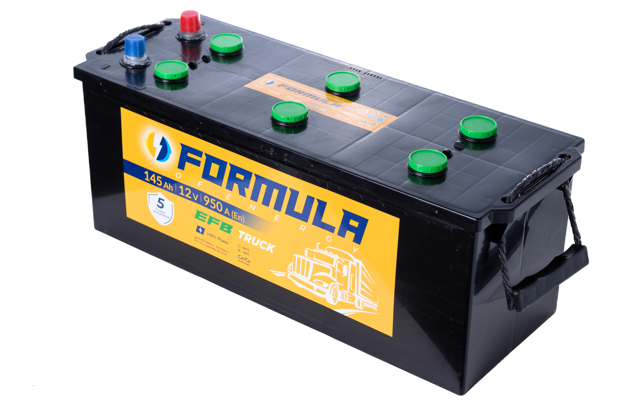 Акумулятор вантажний Formula of energy EFB 6СТ-145(3), 12B, 145Ah, 950A, плюс ліворуч (L+) кальцієвий (Ca/Ca), 513X189X216 мм (FEFB 145T3)